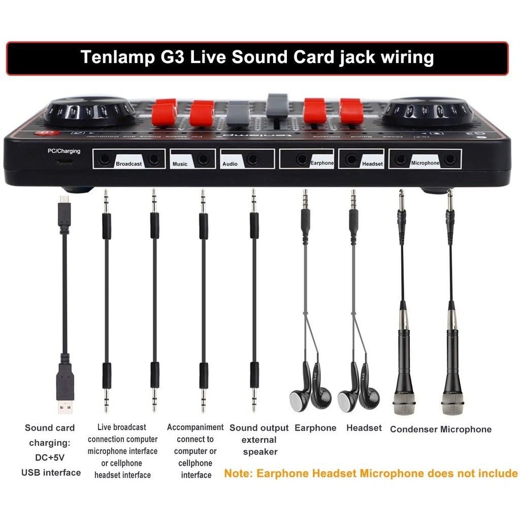 Audio Interface with Audio Mixer & Sound Card, tenlamp G3 Audio Consol