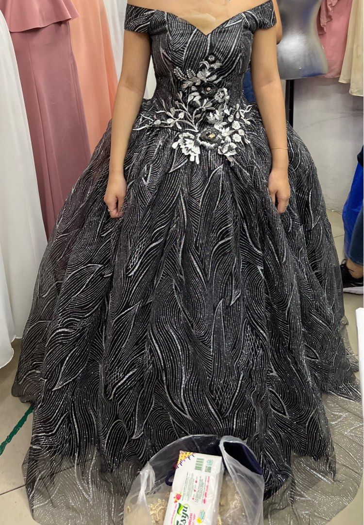 Black and Silver Gown Women s Fashion Dresses Sets Evening dresses gowns on Carousell