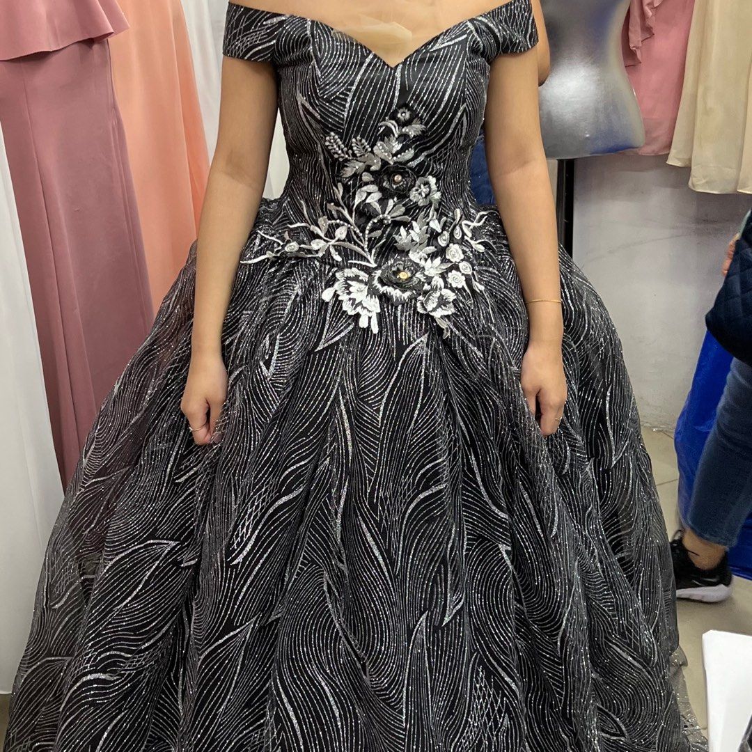 Black and Silver Gown Women s Fashion Dresses Sets Evening
