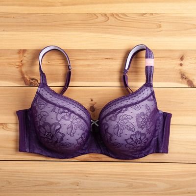 Cacique lightly lined balconette bra sz 40H purple pink womens