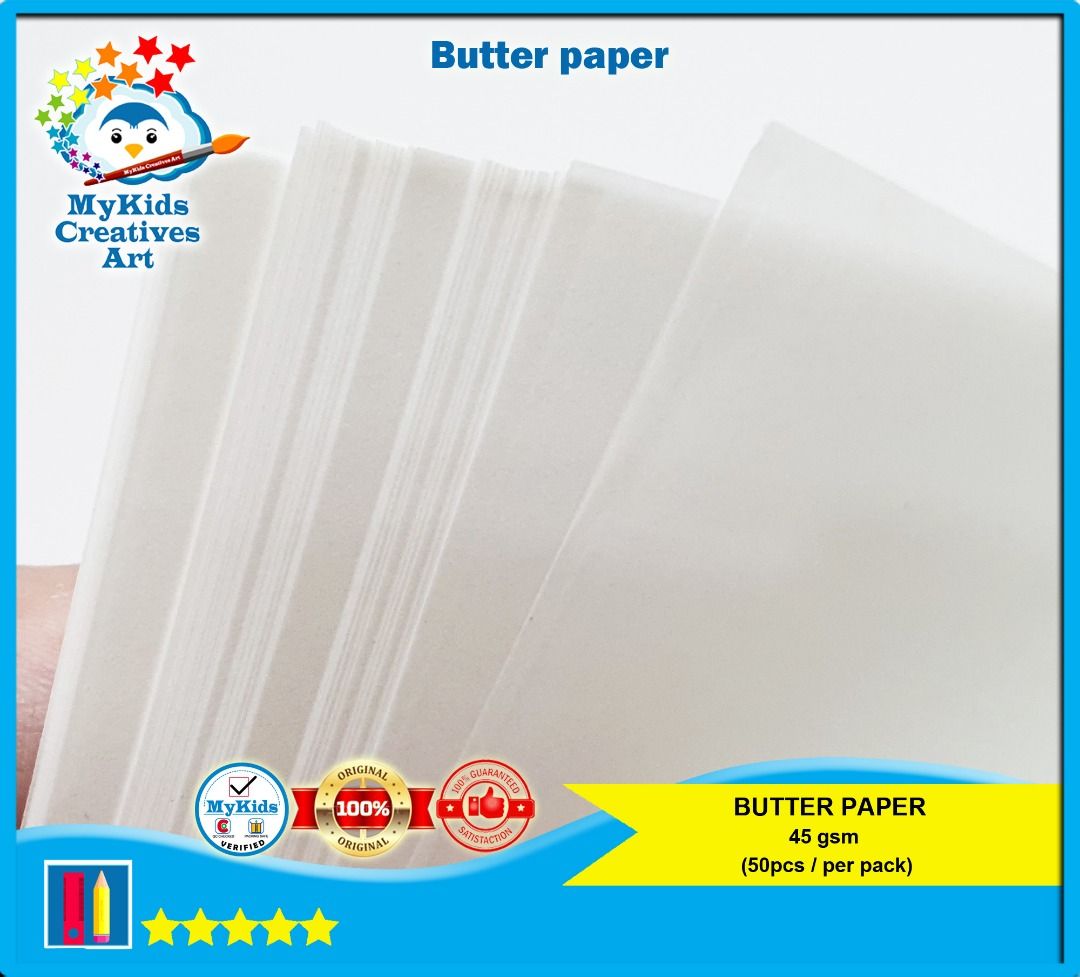 Butter Paper/Kertas Mentega/Paper Packing Material/30 x 40 (50 Sheets)