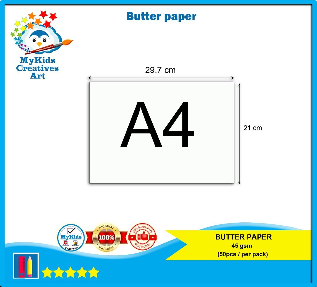 Butter Paper/Kertas Mentega/Paper Packing Material/30 x 40 (50 Sheets)