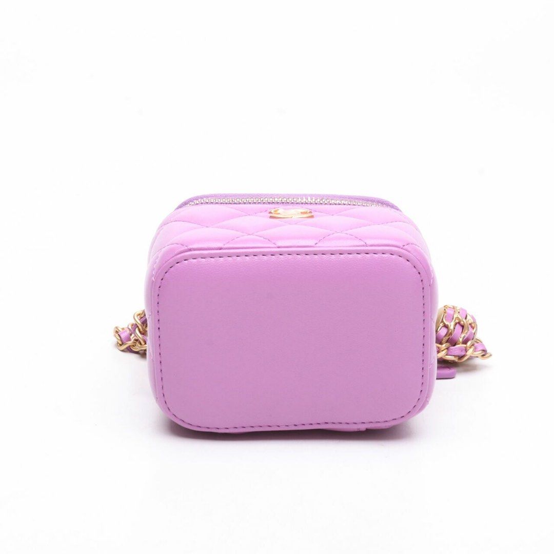 tas sling-bag Chanel Vanity Mini Purple Pearl Crush Chain # 31