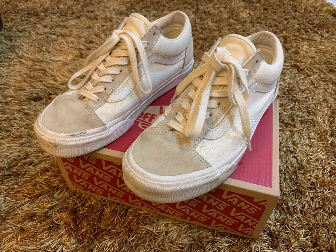 Cream top suede vans