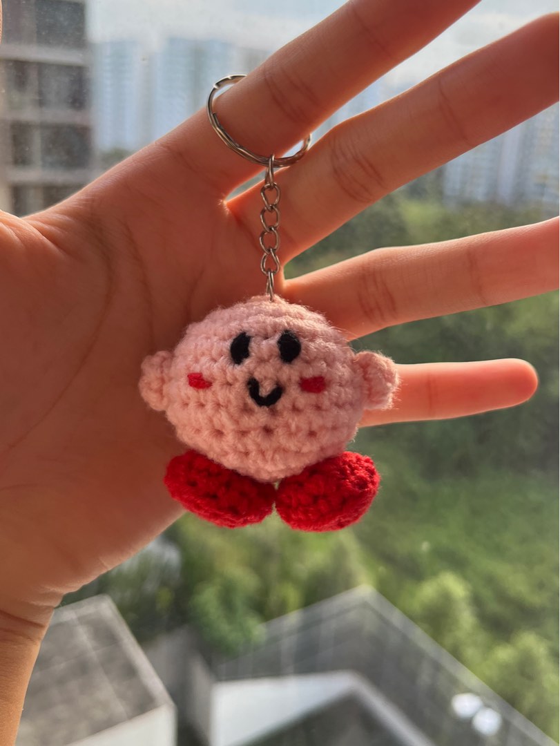 crochet kirby keychain, Hobbies & Toys, Stationery & Craft, Handmade