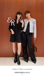 *近全新可議* ear official / ear studio 寶寶藍銀蔥斜紋軟呢混紡短版外套