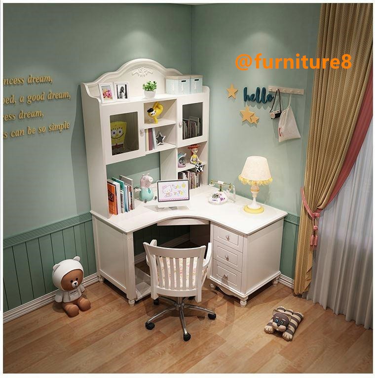 f80063 SHEEN Corner Desk Study Table and Bookcase, Furniture & Home