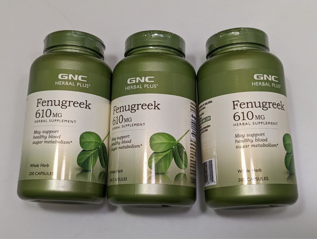 GNC LAC Fenugreek 610mg 200 capsules, Health & Nutrition, Health