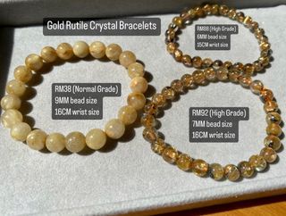 Gold Rutile / Titanium Rutile Round Papan Crystal Bracelets