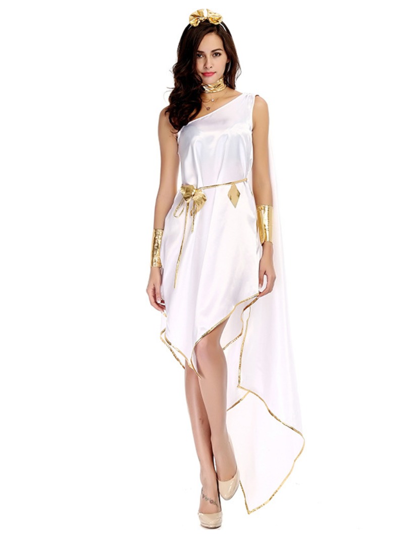 Greek Goddess Dress White Goddess Flowing Irregular Long Halloween Christmas Dinner Dance Event Party Hens Night Bachelorette Artemis Hera Aphrodite