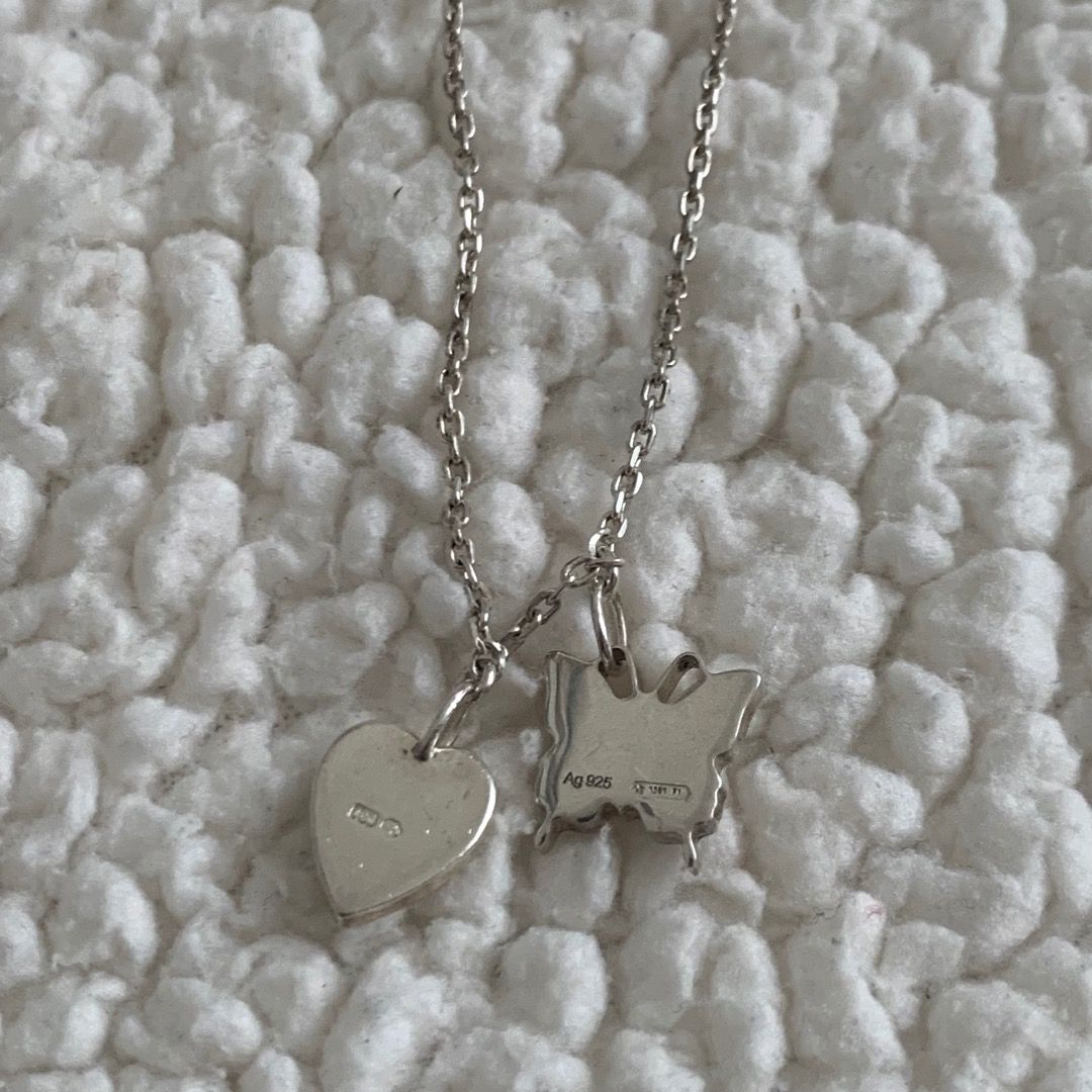 Gucci Trademark Butterfly and Heart Necklace Italy with Dust Bag Box