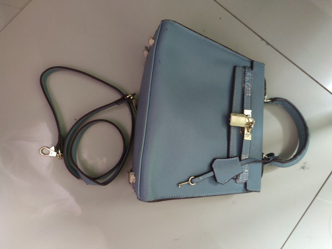 Hermes Birkin 25cm Handbag In Blue Lin Clemence Leather QY01718