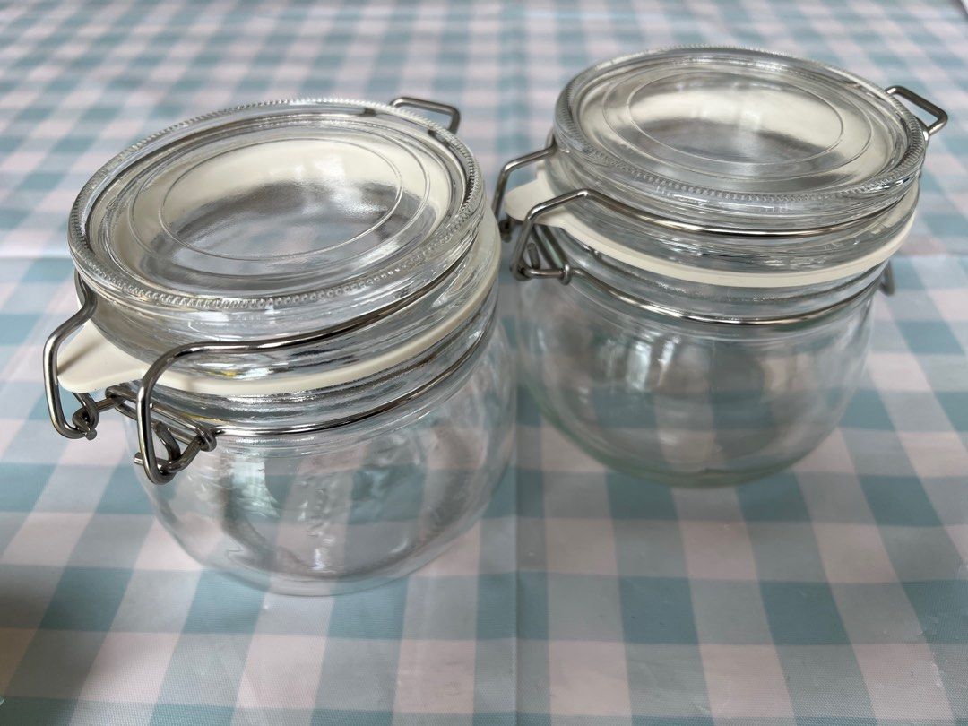 (Ikea) Airtight Glass Jar/Bottle with Lid, Furniture & Home Living