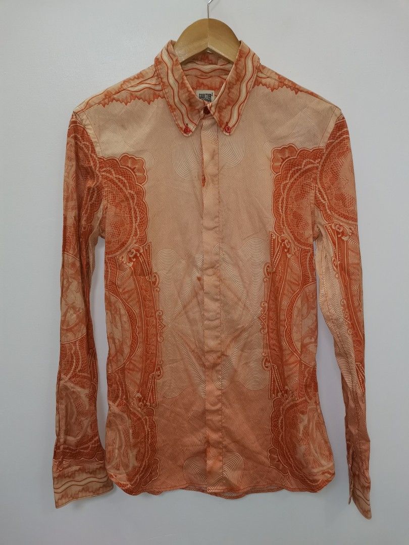 SS2007 Jean Paul Gaultier Print L/S Tee Rose Printed Mesh Long