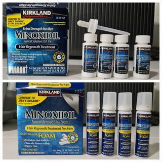 Kirkland Minoxidil 5% topical liquid solution (3.5 bottles) + 5% foam (3.5 bottles). [Kindly see description below]