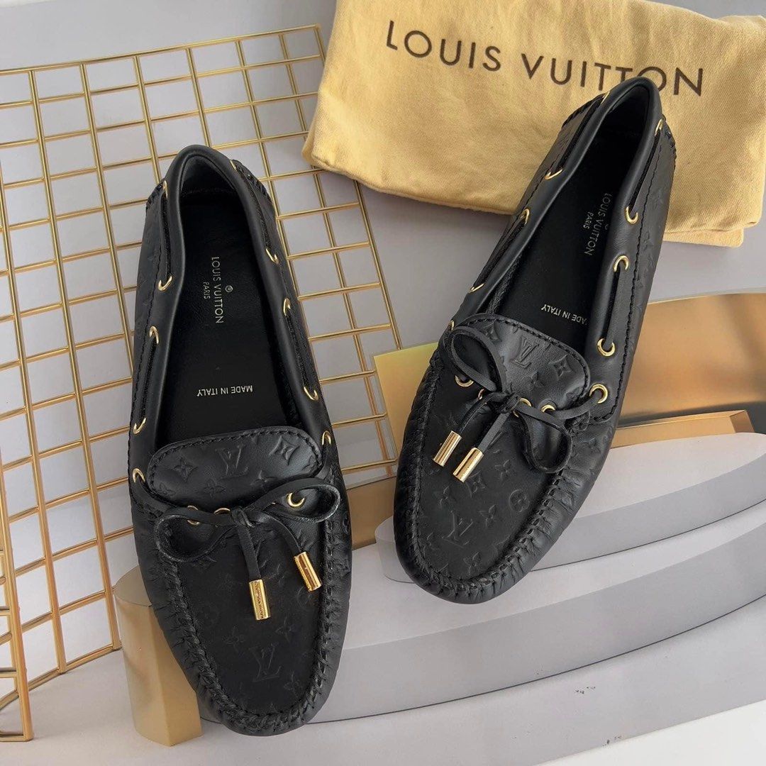 Louis Vuitton White Monogram Empreinte Leather Gloria Loafers Size 38 Louis  Vuitton