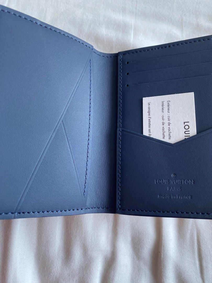 LOUIS VUITTON Monogram Leather Pocket Organizer Navy Blue