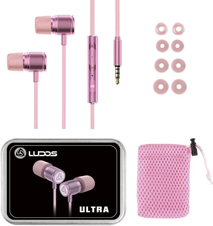 LUDOS Ultra Wired Earbuds with Microphone in Ear Headphones