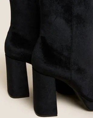 Black velvet platform boots clearance