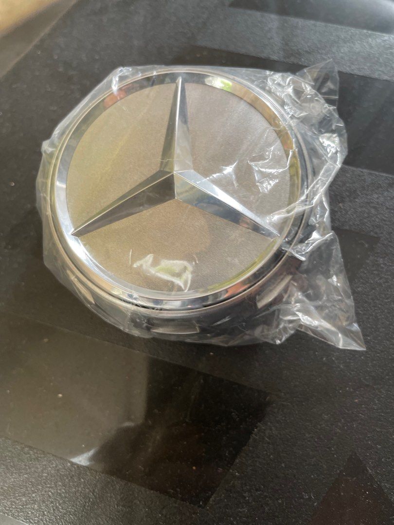 Mercedes Benz MB AMG 75mm Silver Surround Wheel Center Hub Cap Set 4pcs ...