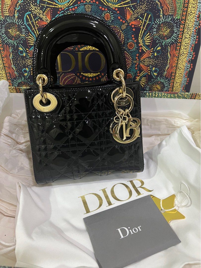 Dior Mini Lady Dior Patent Leather Black SHW