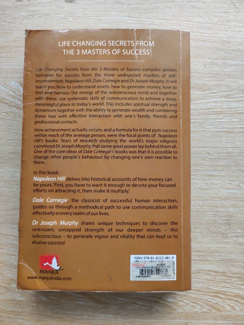Napoleon hill, dale Carnegie life changing secrets master of success, Hobbies & Toys, Books