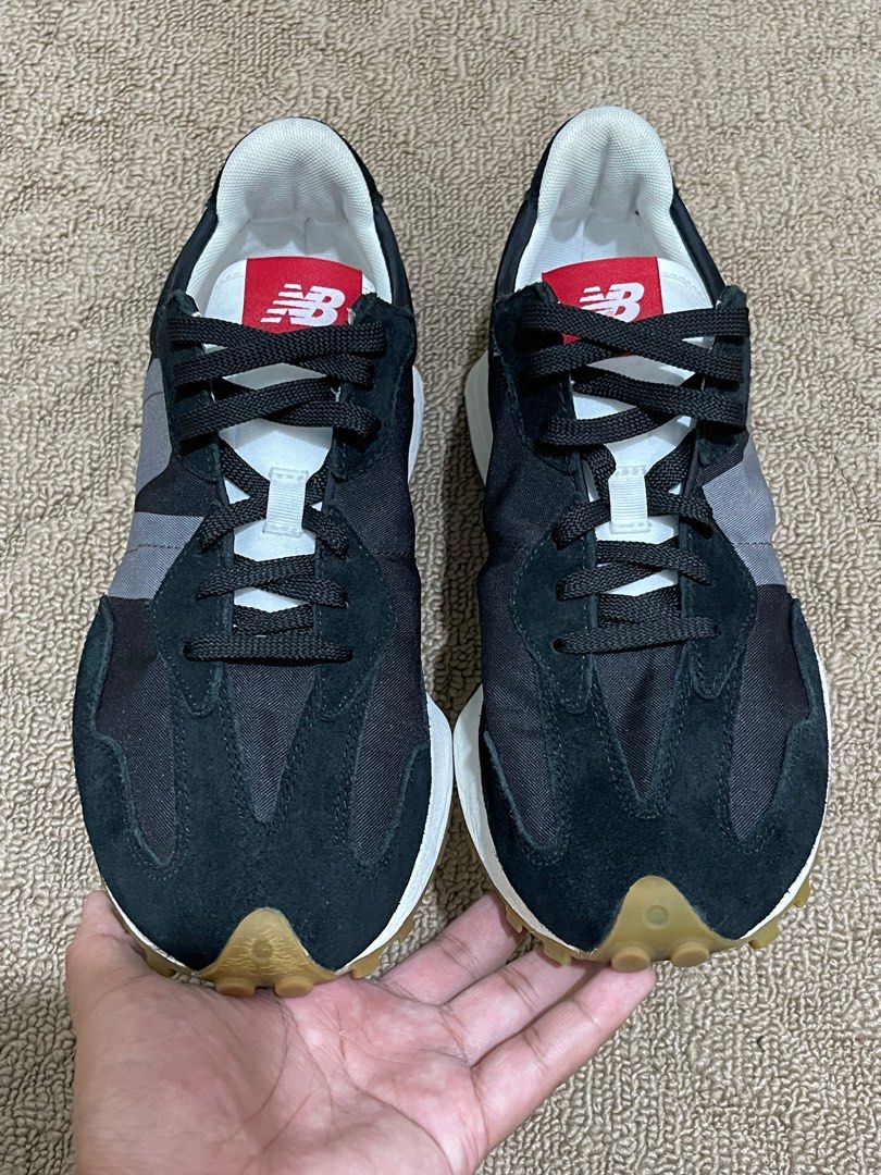 NEW BALANCE 327 BLACK GUM SOLE TRAINERS, Men's Fashion, Footwear