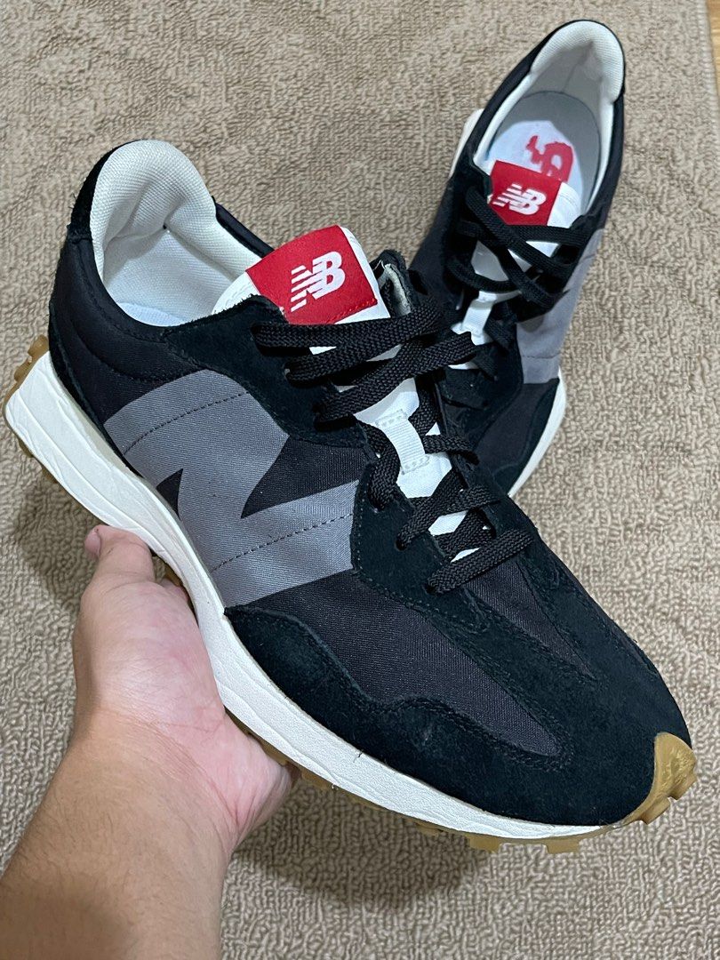 NEW BALANCE 327 BLACK GUM SOLE TRAINERS, Men's Fashion, Footwear