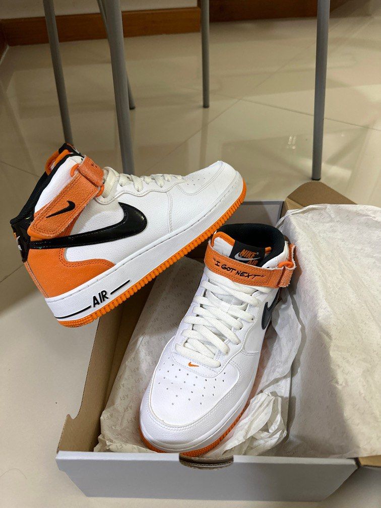 Nike air force 1 mid white orange online