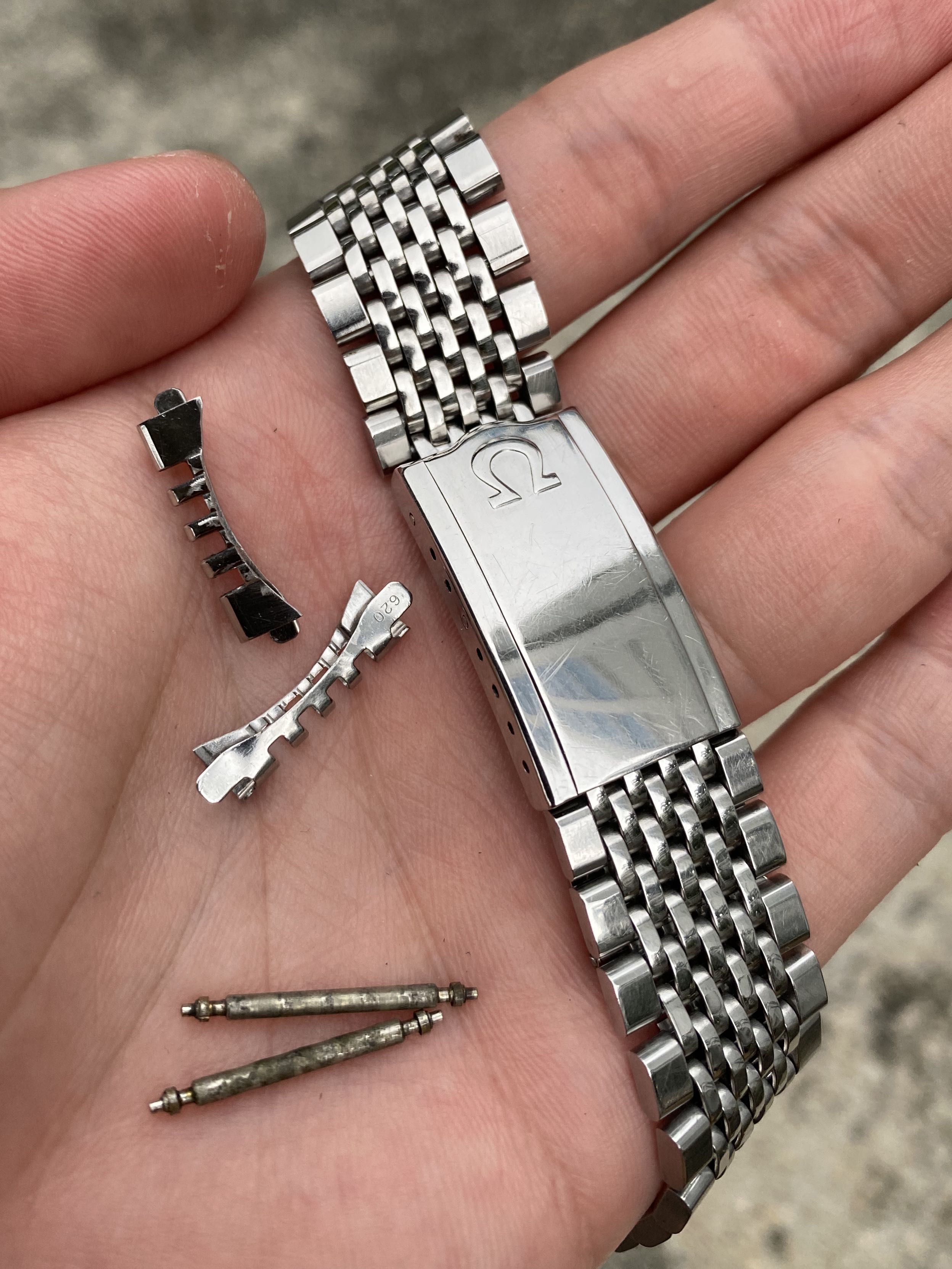 Xmas Omega 19mm Beads Of Rice Stainless Steel Row Of 7