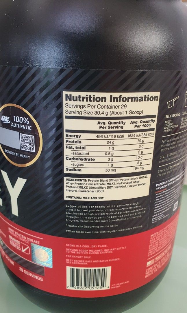 Optimum Nutrition Gold Whey, Makanan & Minuman, Makanan ...