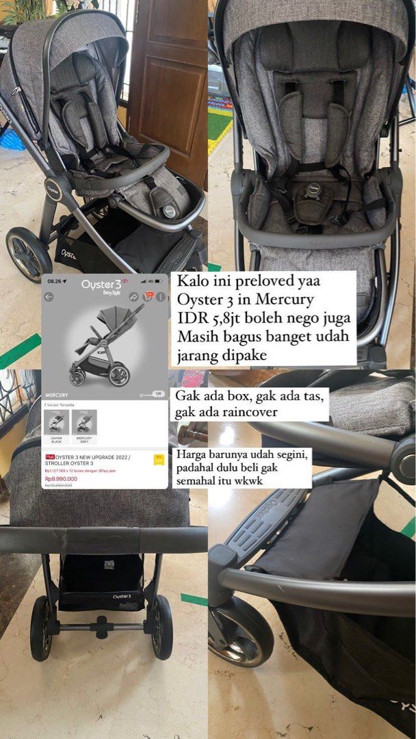 Oyster 3 in Mercury Bayi Anak Kereta Kursi Goyang Gendongan