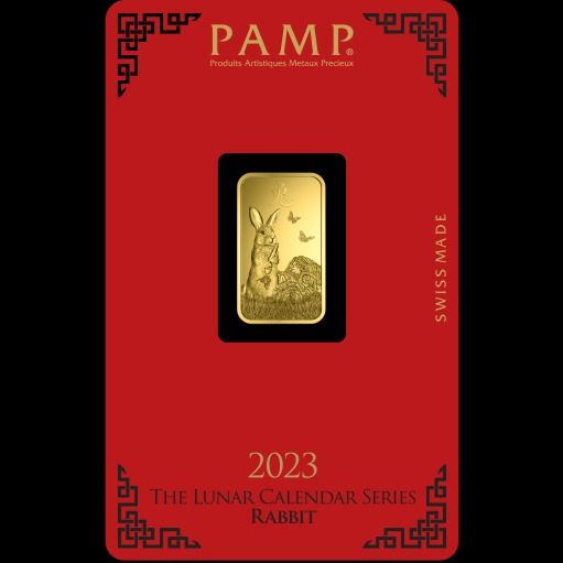 PAMP Lunar Calendar Series 2023 Rabbit 5 Grams Gold Bar, Luxury