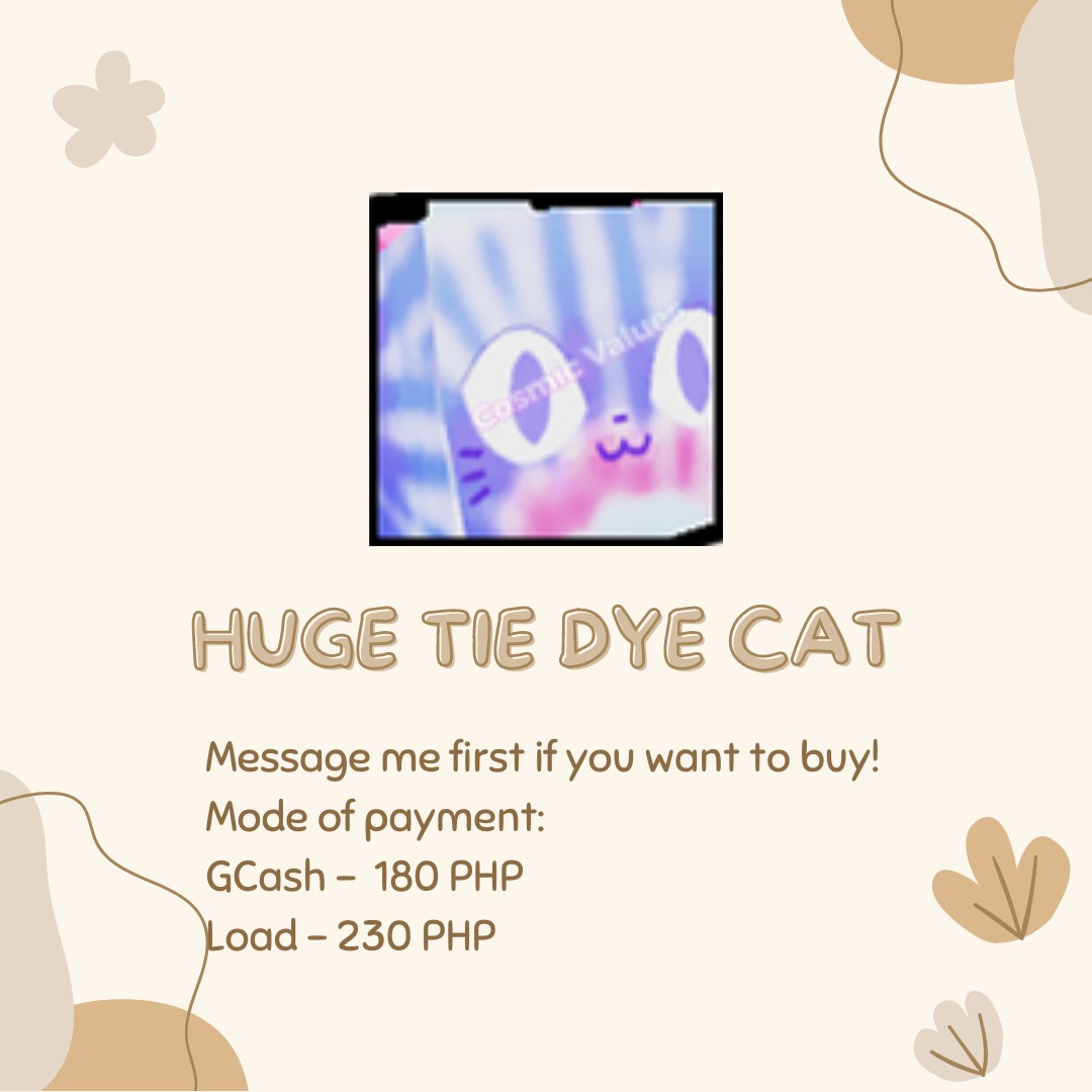 PET SIMULATOR X HUGE TIE DYE CAT, Video Gaming, Video Games, Others on Carousell
