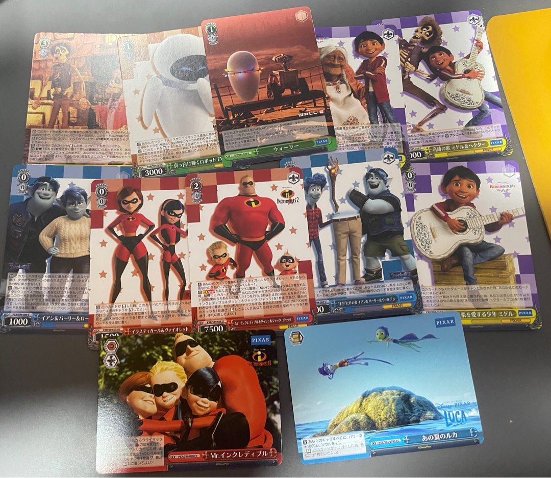 Pixar Weiss Schwarz Cards lot 2 Incredibles; Walle, Hobbies & Toys