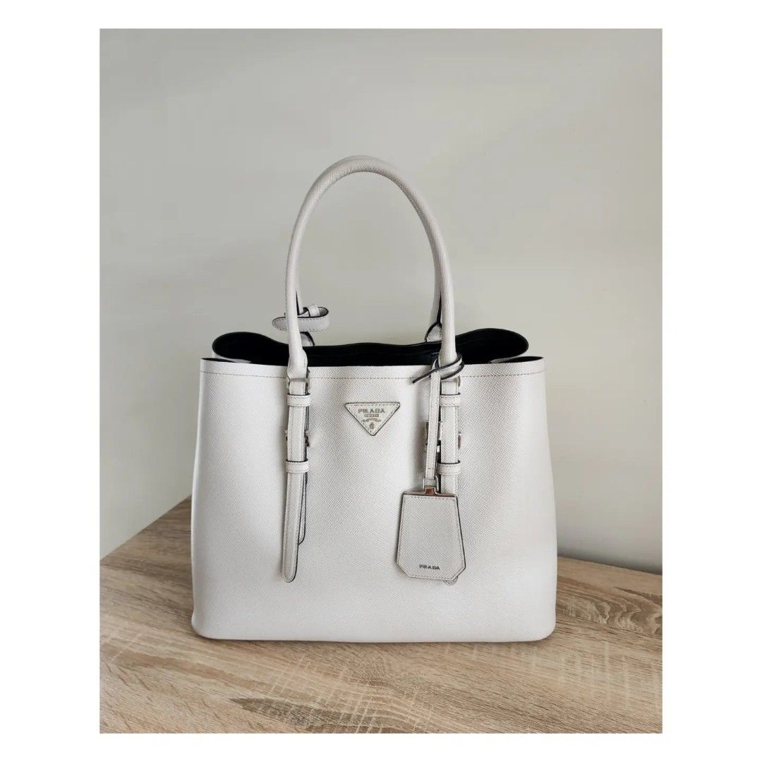 Prada Saffiano Cuir Double Bag, Luxury, Bags & Wallets on Carousell
