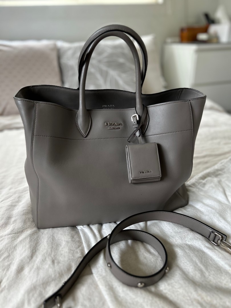 Prada grey tote bag sales
