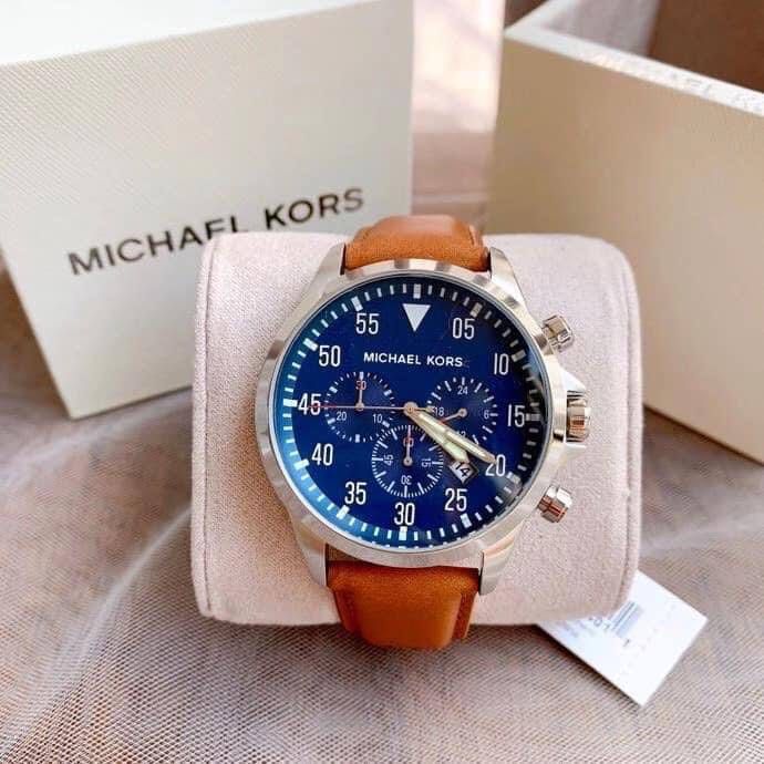 READY STOCK]? ORIGINAL MICHAEL KORS GAGE CHRONOGRAPH BLUE DIAL SILVER CASE  BROWN LEATHER MENS WATCH MK8362, Men's Fashion, Watches & Accessories,  Watches on Carousell