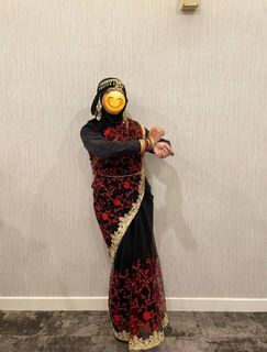 Saree Red Black Dinner Gown Event