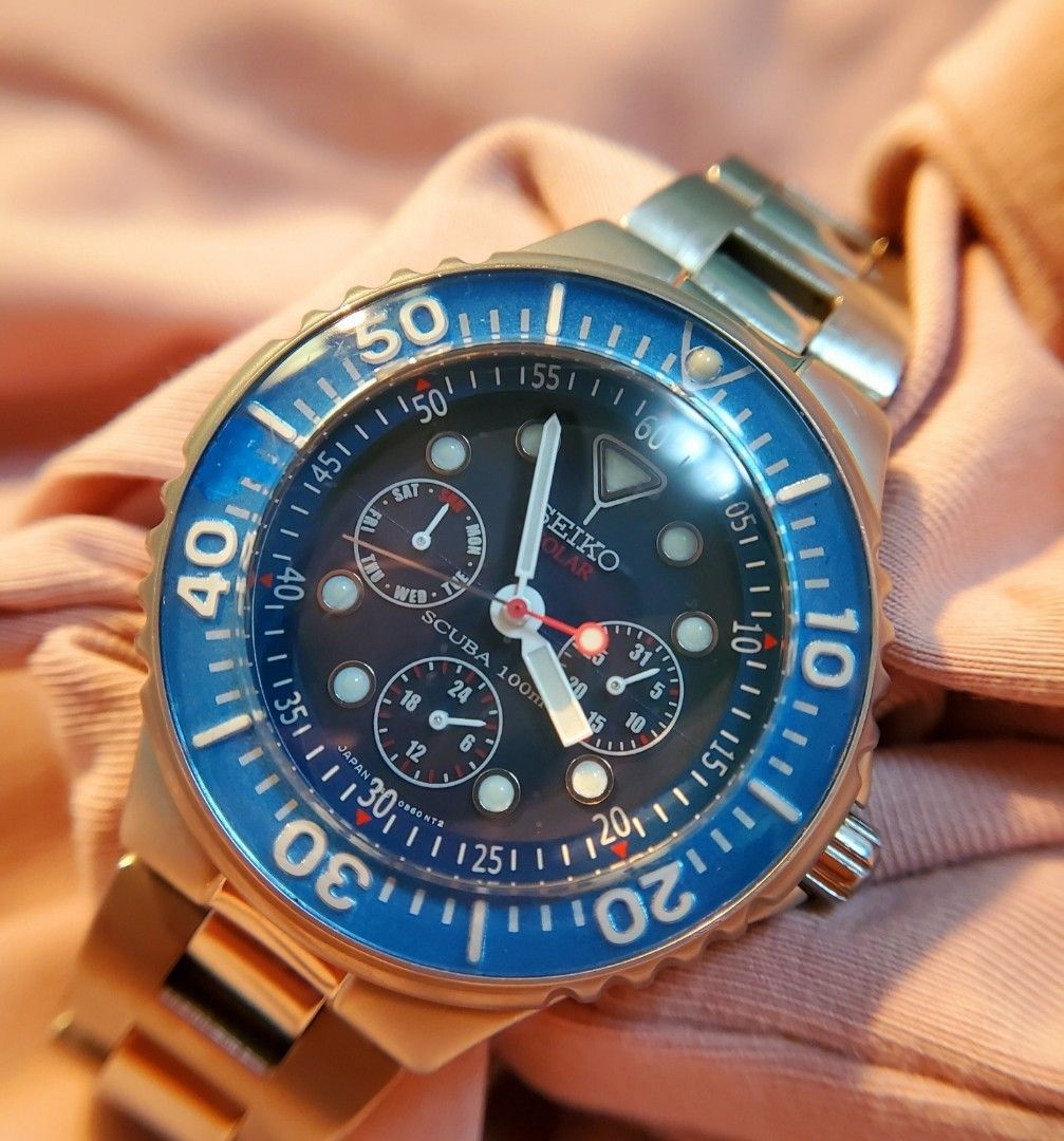 Seiko Air diver scuba solar watch v14j-0b10, Men's Fashion, Watches &  Accessories, Watches on Carousell