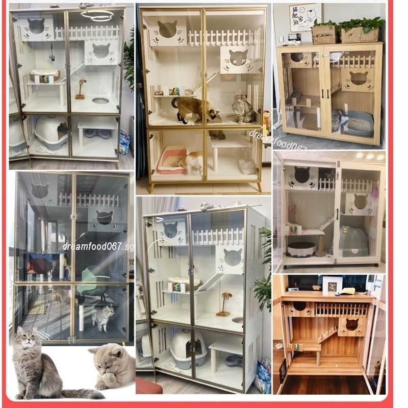 Solid Wood Cat Villa Large Luxury Cat Cage Indoor Cat Cat House