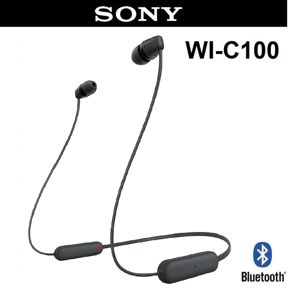 Sony WI-C100 Headphones Mic, Carousell Wireless Earphones Neckband Bluetooth with & Headsets Audio, Headphones on In-Ear
