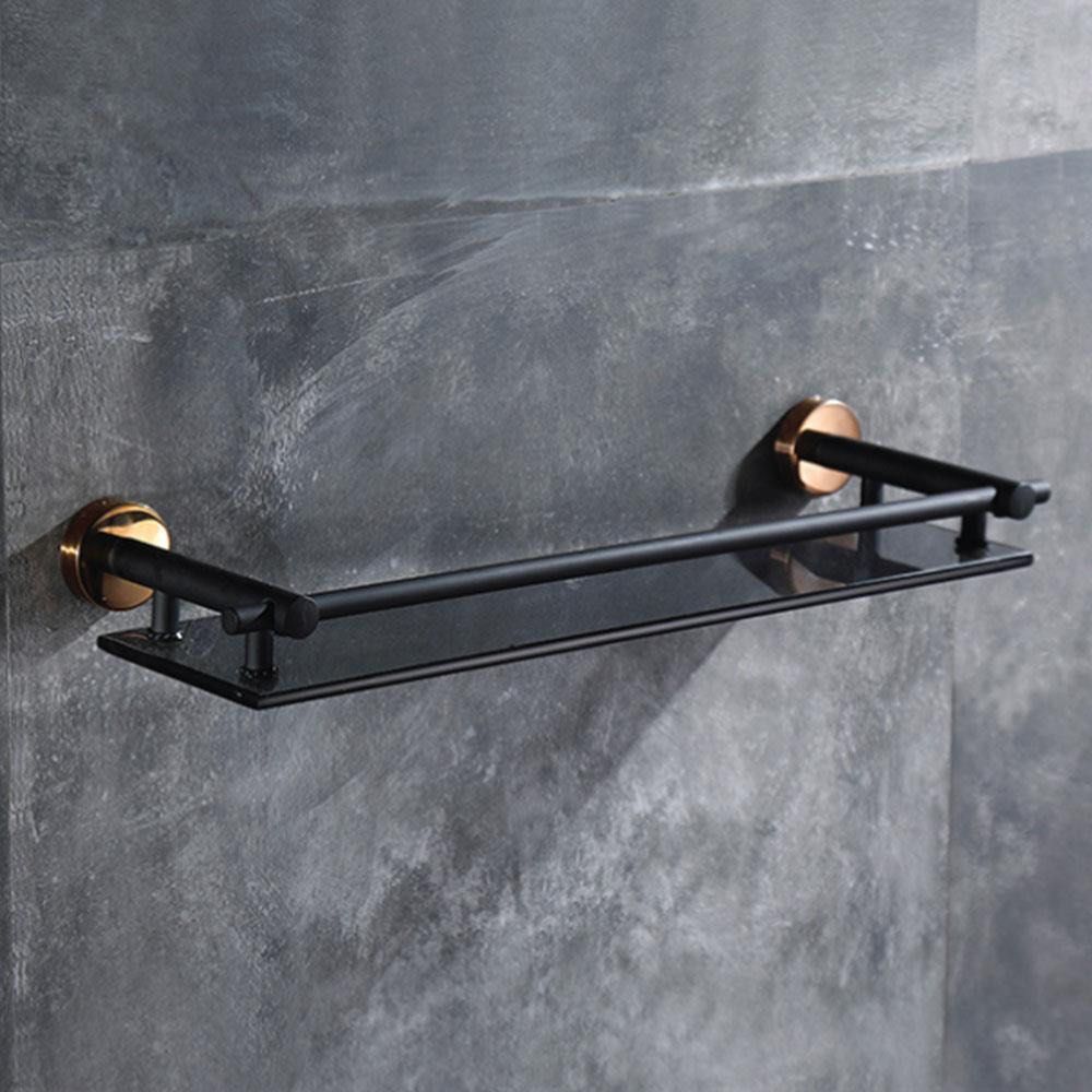 Sorento Matt Black Rose Gold Glass Shelf, Furniture & Home Living
