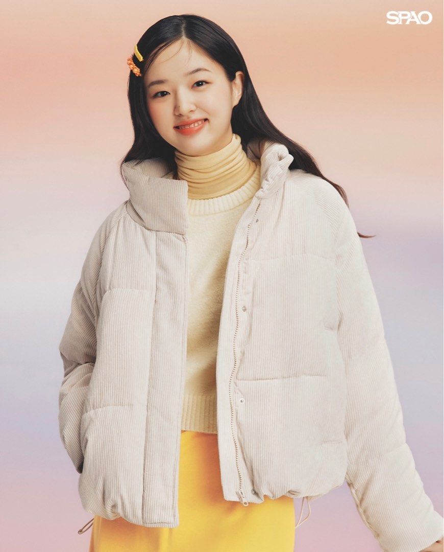 White corduroy puffer jacket cheap
