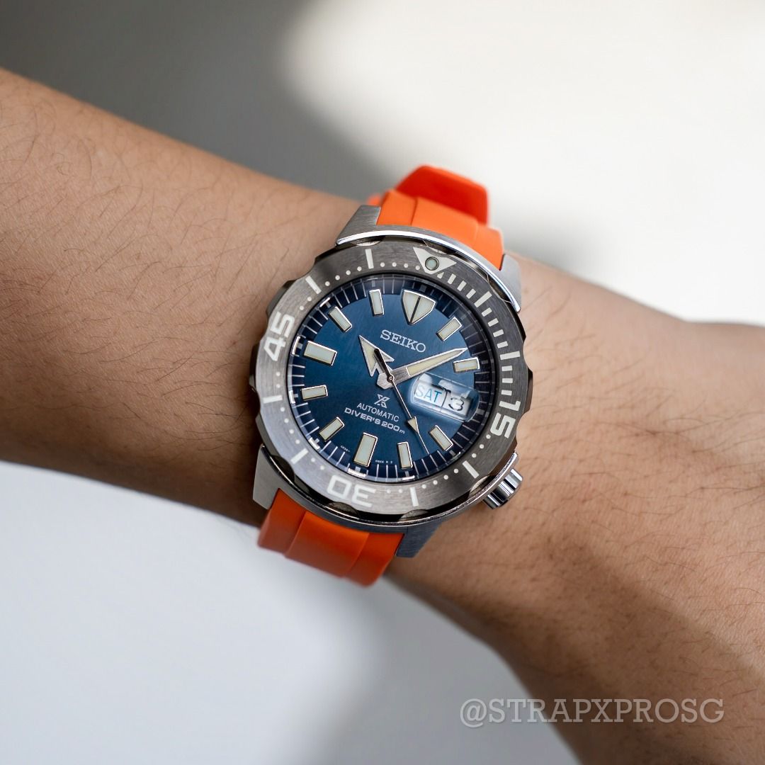 StrapXPro High Quality Vulcanised Curved End Rubber Strap for Seiko Monster