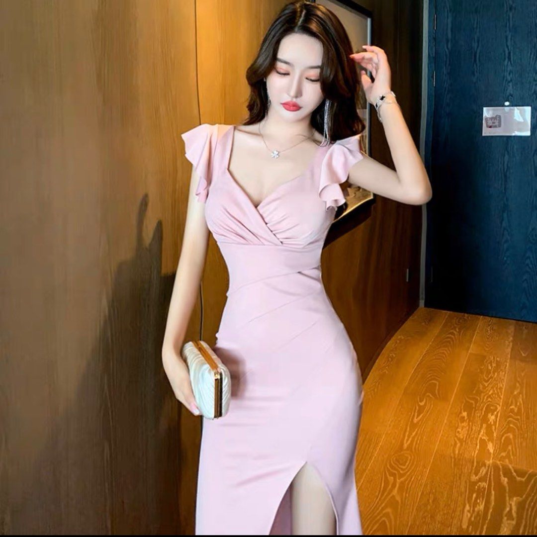 Sweet pink body hugging dinner dress, Women's Fashion, Dresses & Sets ...
