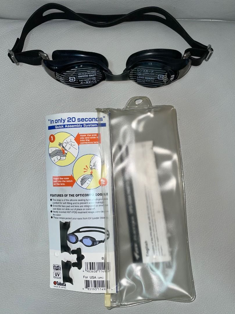 Swimming Goggles with 3 Nose Bridge Sizes and Changeable Prescription