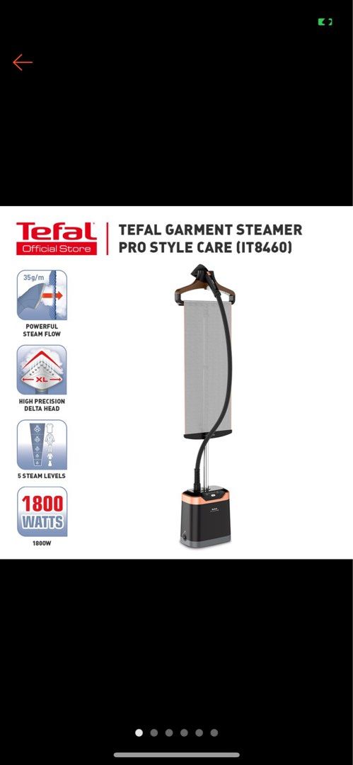 Tefal Garment Steamer Pro Care Style Iron/ Seterika Baju (IT8460), TV ...