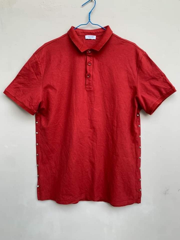 Valentino Rockstud Polo Shirt Fesyen Pria Pakaian Atasan di