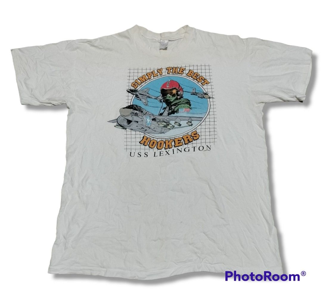 Vintage 90s USS lexington/air force shirt, Men's Fashion, Tops & Sets